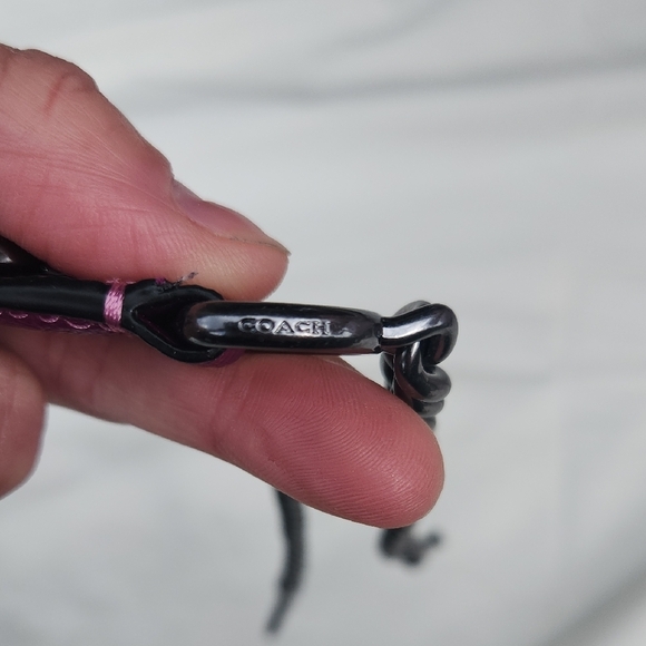 Coach Purple Leather & Gunmetal Chain Crossbody Strap NWOT - Picture 3 of 5